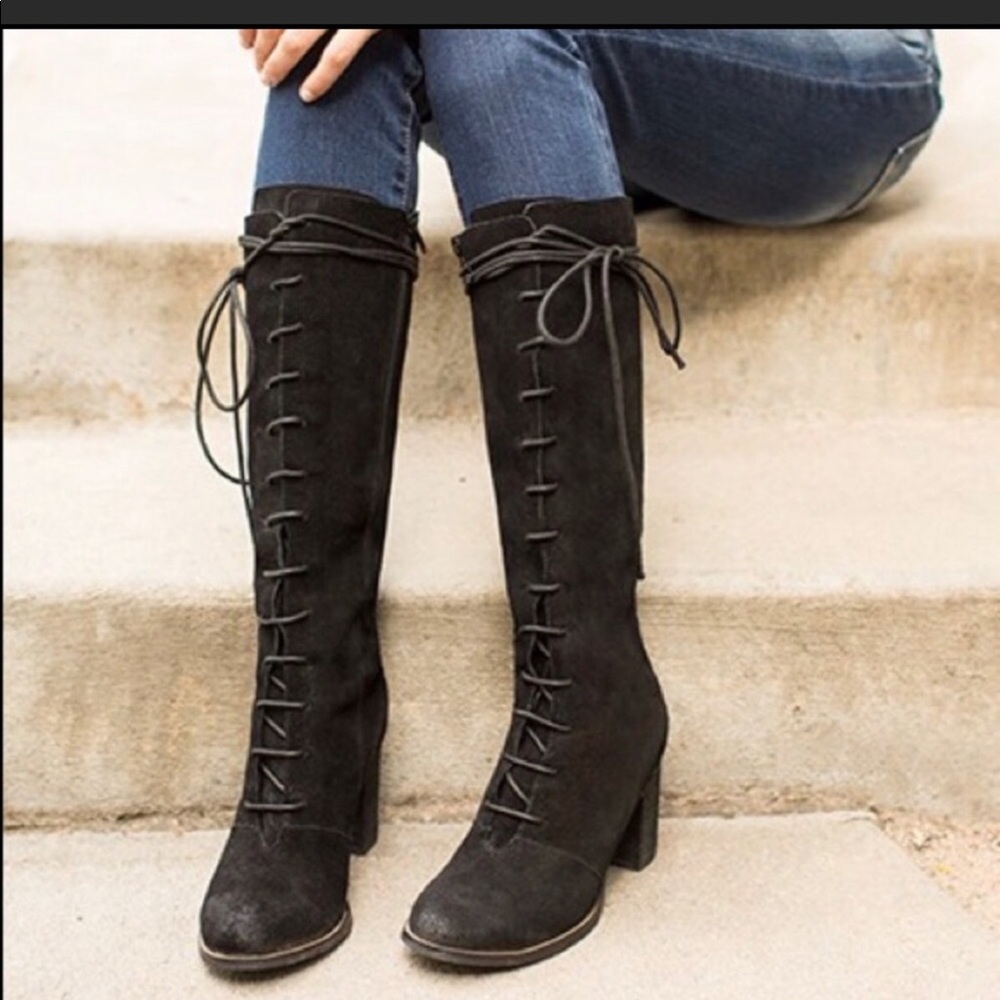 Joyfolie distress suede lace up Elody Boots 9.5 - Picture 4 of 5
